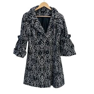Neslay Paris Jacquard Damask Coat Womens Size S Double Breasted Old Money Retro